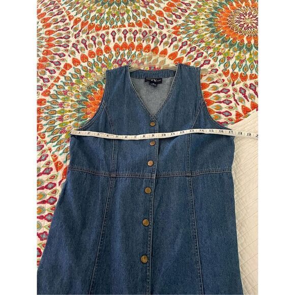 original Ty wear snap button down jean dress dark blue denim cotton - Picture 5 of 8
